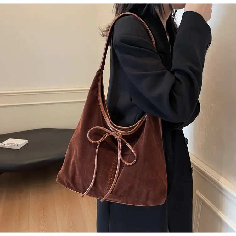 Women's Suede Shoulder Bag Brown Large Capacity — feature 23