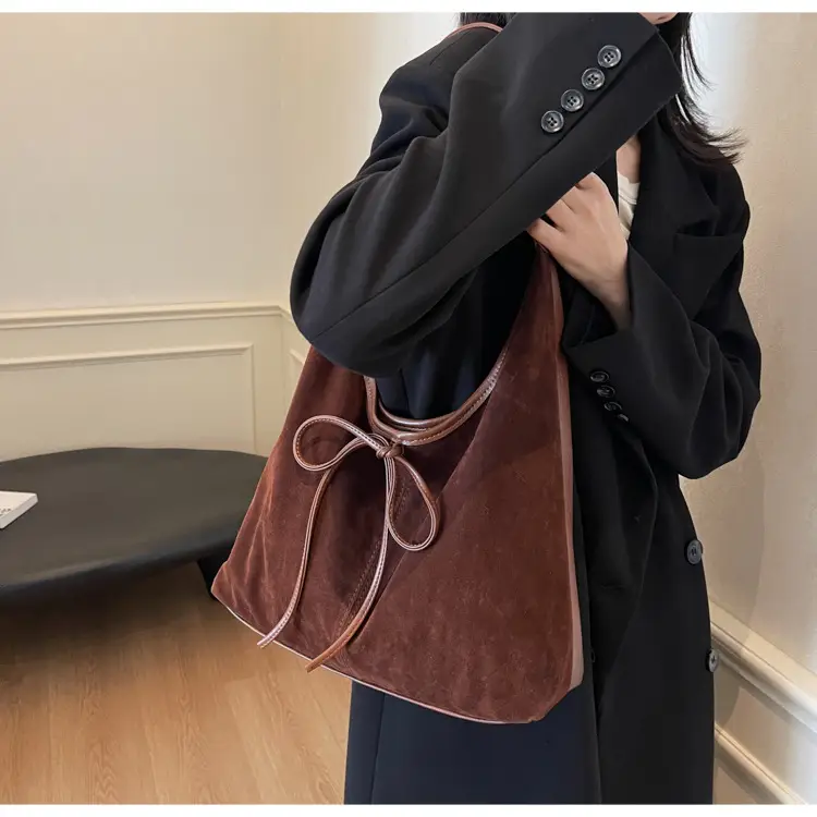 Women's Suede Shoulder Bag Brown Large Capacity — feature 24