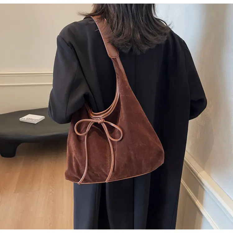 Women's Suede Shoulder Bag Brown Large Capacity — feature 25