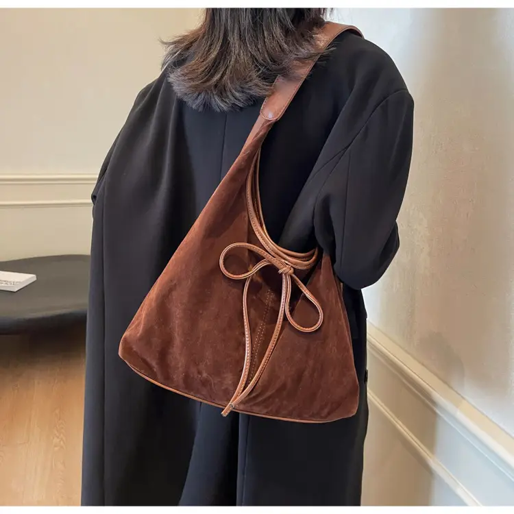 Women's Suede Shoulder Bag Brown Large Capacity — feature 26