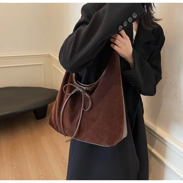 Women's Suede Shoulder Bag Brown Large Capacity — feature 27