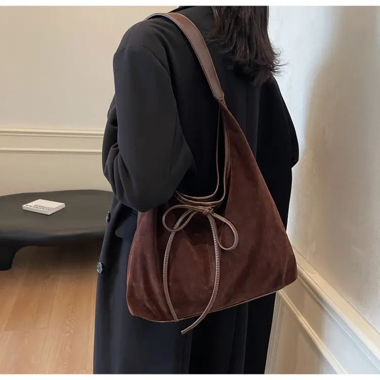 Women's Suede Shoulder Bag Brown Large Capacity — feature 28