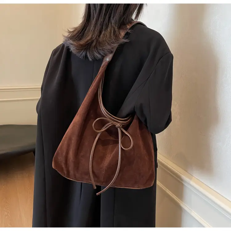 Women's Suede Shoulder Bag Brown Large Capacity — feature 29