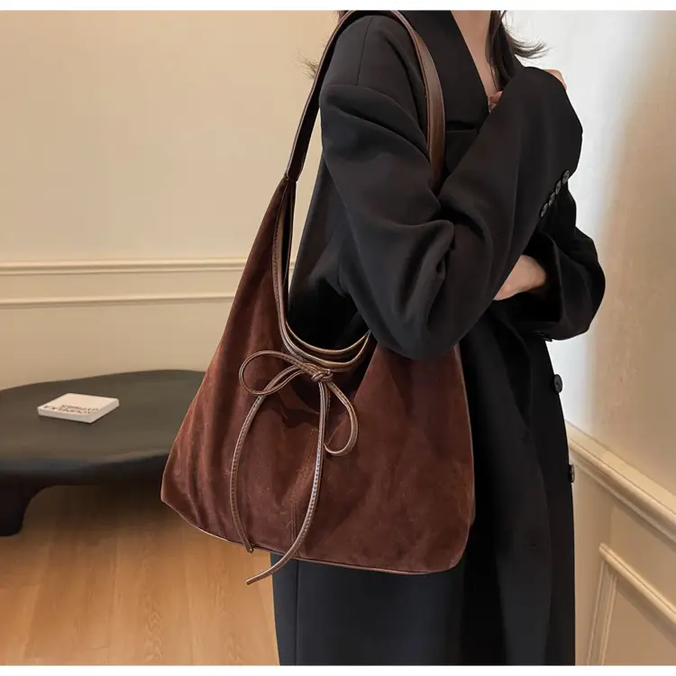 Women's Suede Shoulder Bag Brown Large Capacity — feature 30