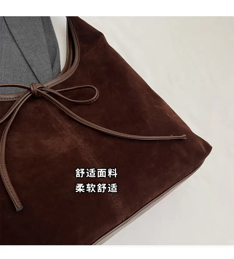Women's Suede Shoulder Bag Brown Large Capacity — feature 6