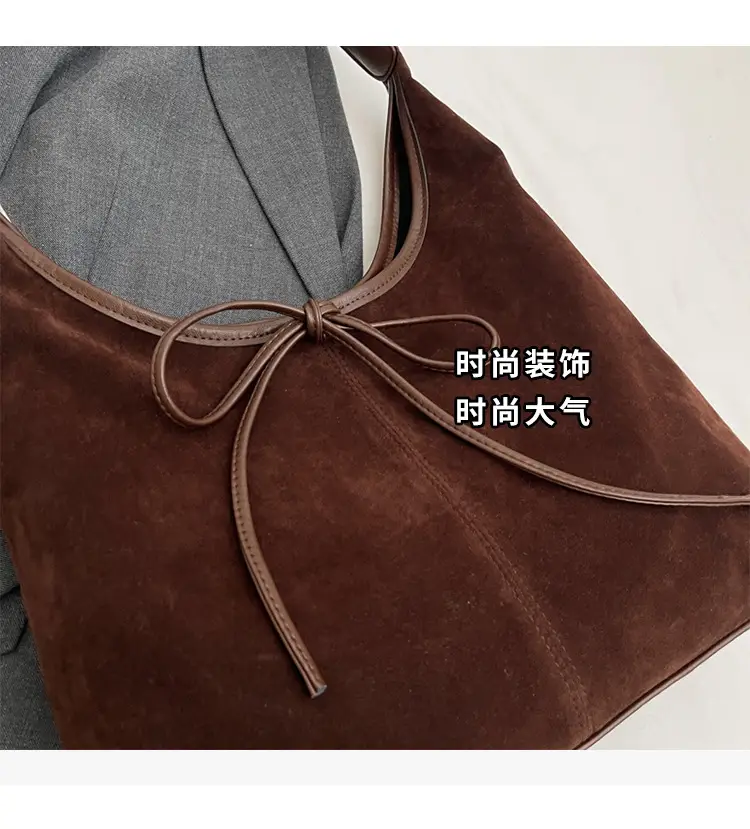 Women's Suede Shoulder Bag Brown Large Capacity — feature 7