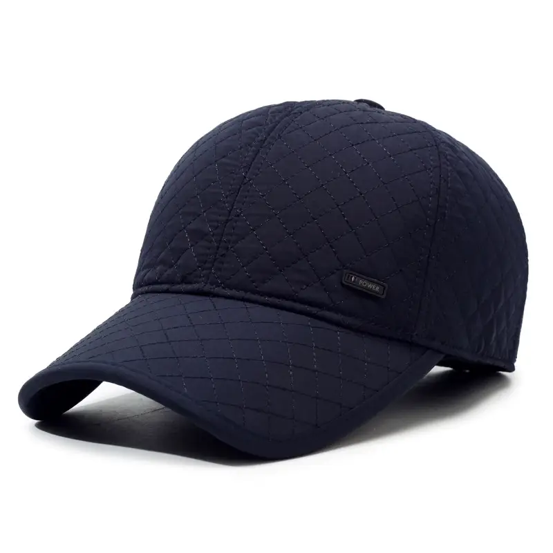 Black Fleece Lined Winter Ear Protection Cap for Men