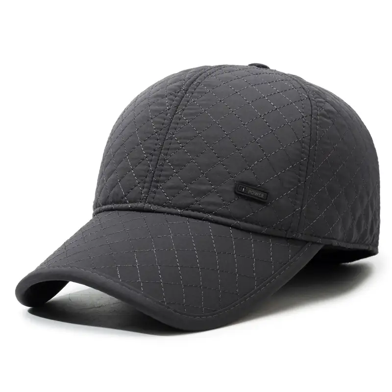 Black Fleece Lined Winter Ear Protection Cap for Men