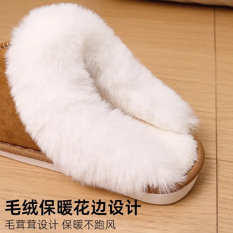 Cross-border Mao Mouth Slippers Temhiyin Home Non-slip TPR Bottom Fashionable Simple Mao Mouth Slippers Cotton Slippers for Women
