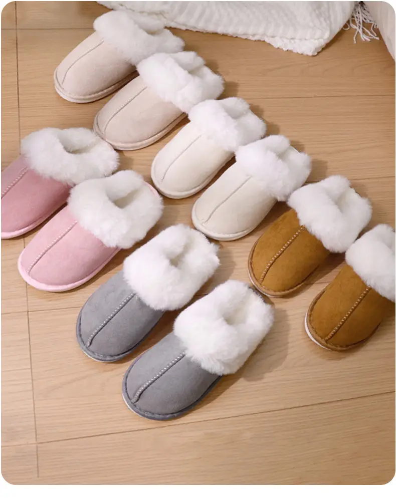 Cross-border Mao Mouth Slippers Temhiyin Home Non-slip TPR Bottom Fashionable Simple Mao Mouth Slippers Cotton Slippers for Women — feature 1