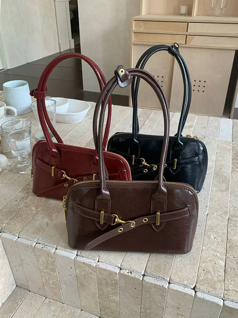 Women's Retro Bowling Bag Shoulder Bag Large Capacity