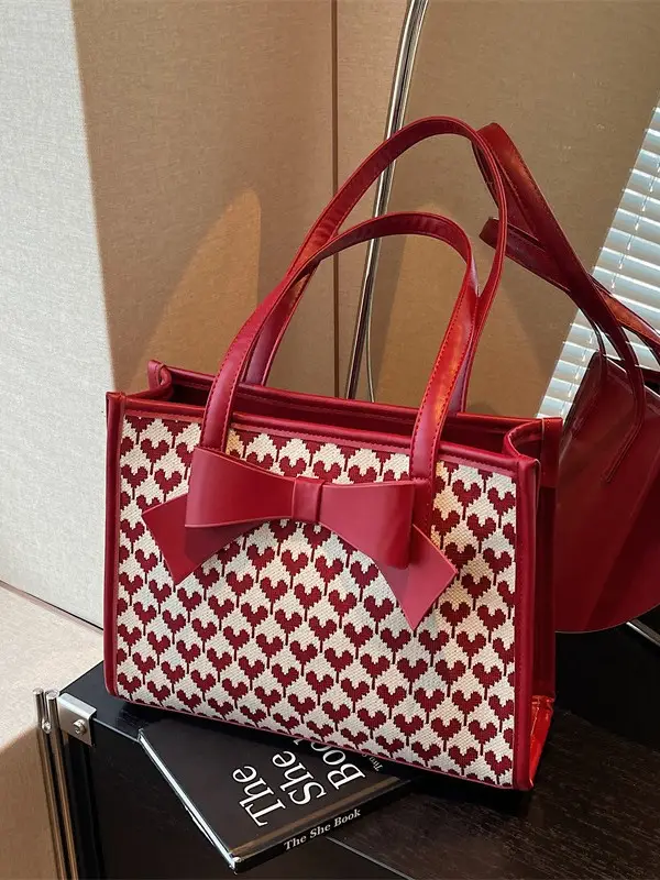 Red Bow Shoulder Bag for Women 2024 New - Image 4