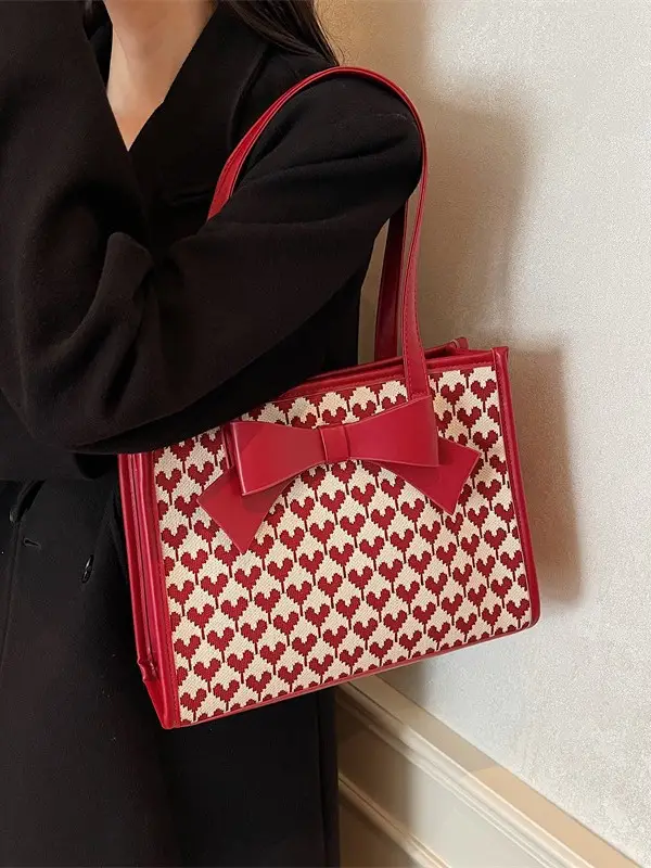 Red Bow Shoulder Bag for Women 2024 New - Image 5