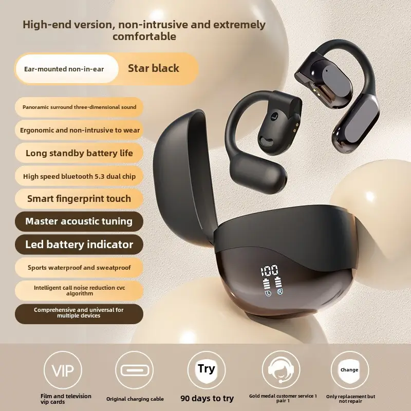 M76 Bluetooth Earphones with Air Conduction, Smart Translation, Over-Ear Design, Long Battery Life, Oem Customizable, in Stock