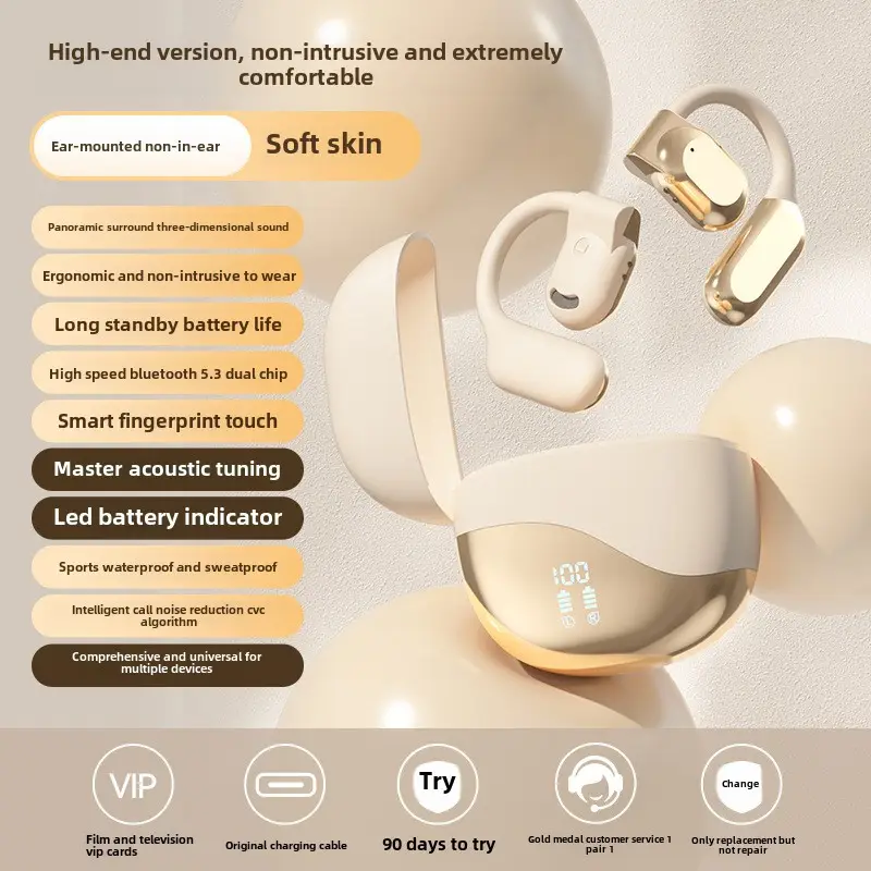 M76 Bluetooth Earphones with Air Conduction, Smart Translation, Over-Ear Design, Long Battery Life, Oem Customizable, in Stock