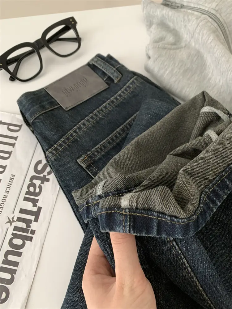Women Dark Blue Old High Waist Jeans 2024 Spring — feature 10
