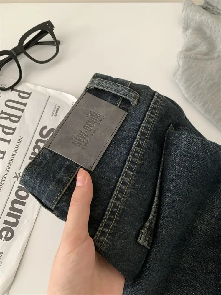 Women Dark Blue Old High Waist Jeans 2024 Spring — feature 11