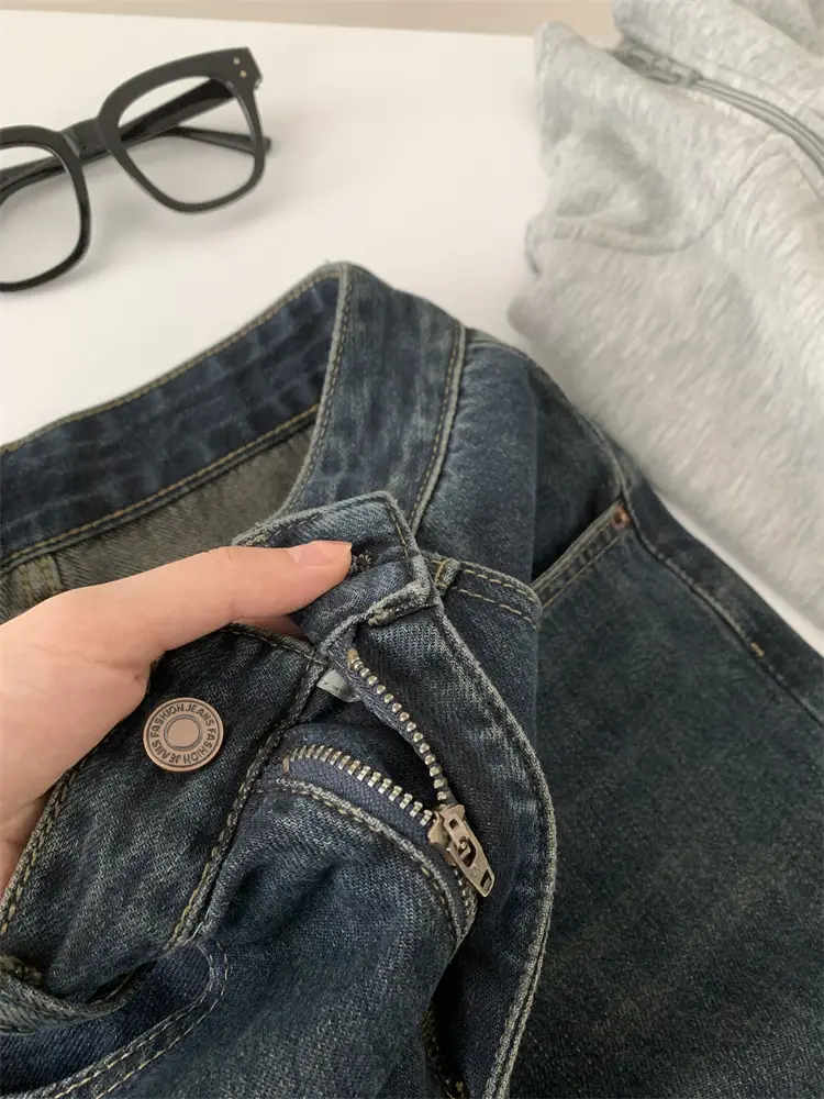 Women Dark Blue Old High Waist Jeans 2024 Spring — feature 15