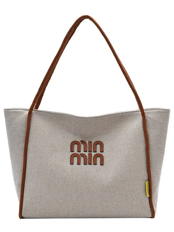Minmin Canvas Tote Bag Large Capacity Grey - Image 7