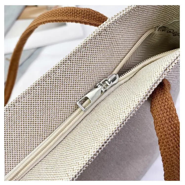 Minmin Canvas Tote Bag Large Capacity Grey — feature 10