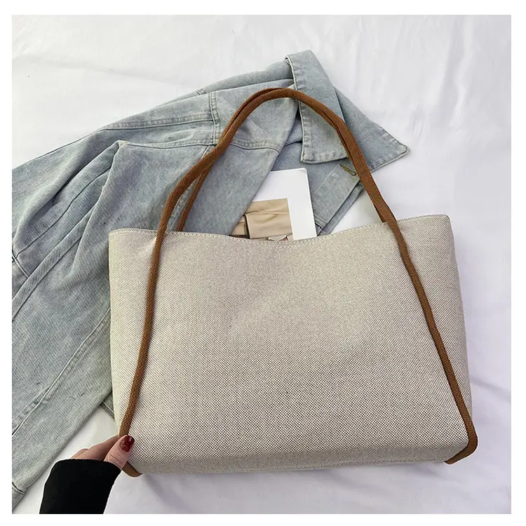 Minmin Canvas Tote Bag Large Capacity Grey — feature 12