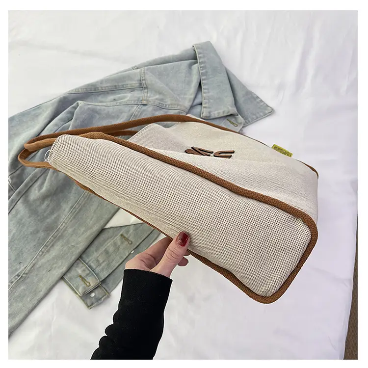 Minmin Canvas Tote Bag Large Capacity Grey — feature 13