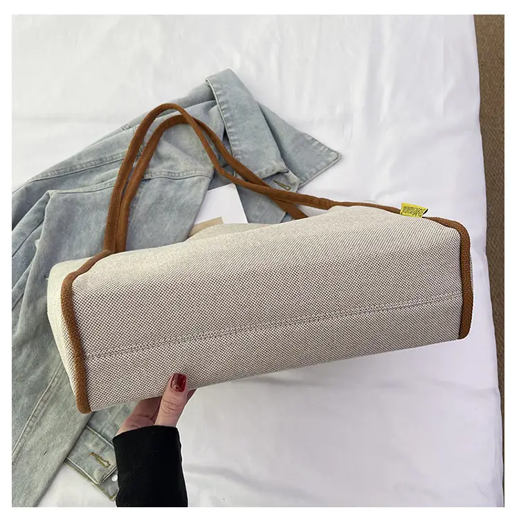 Minmin Canvas Tote Bag Large Capacity Grey — feature 14