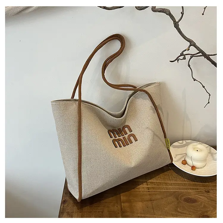 Minmin Canvas Tote Bag Large Capacity Grey — feature 18