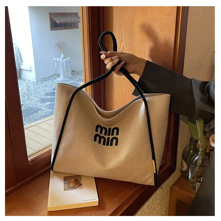 Minmin Canvas Tote Bag Large Capacity Grey — feature 19