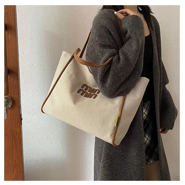 Minmin Canvas Tote Bag Large Capacity Grey — feature 26