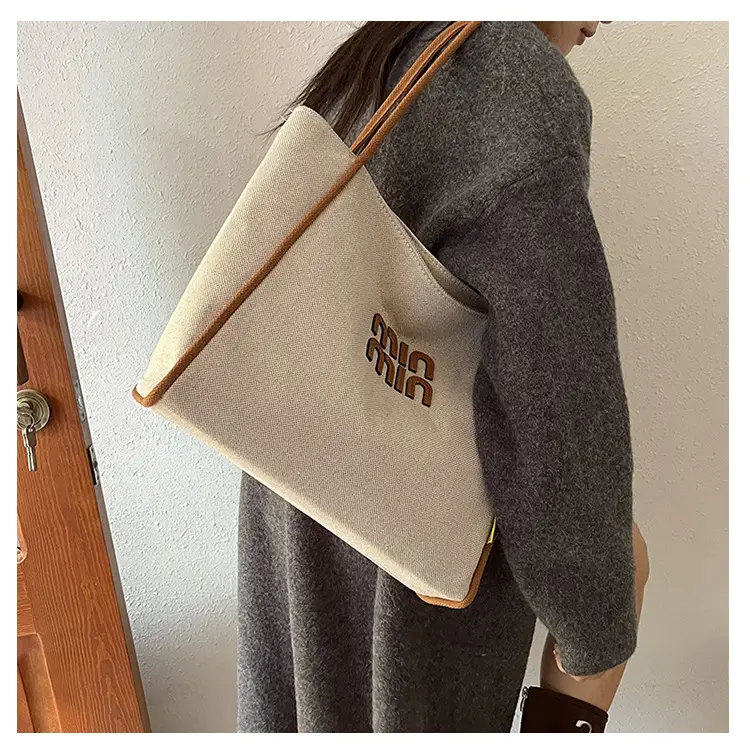 Minmin Canvas Tote Bag Large Capacity Grey — feature 27