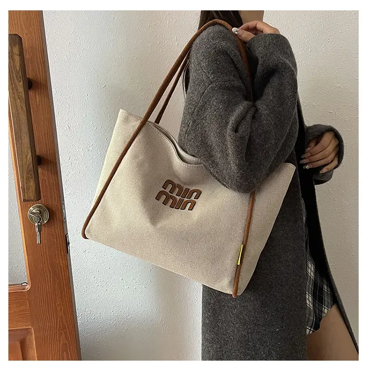 Minmin Canvas Tote Bag Large Capacity Grey — feature 28
