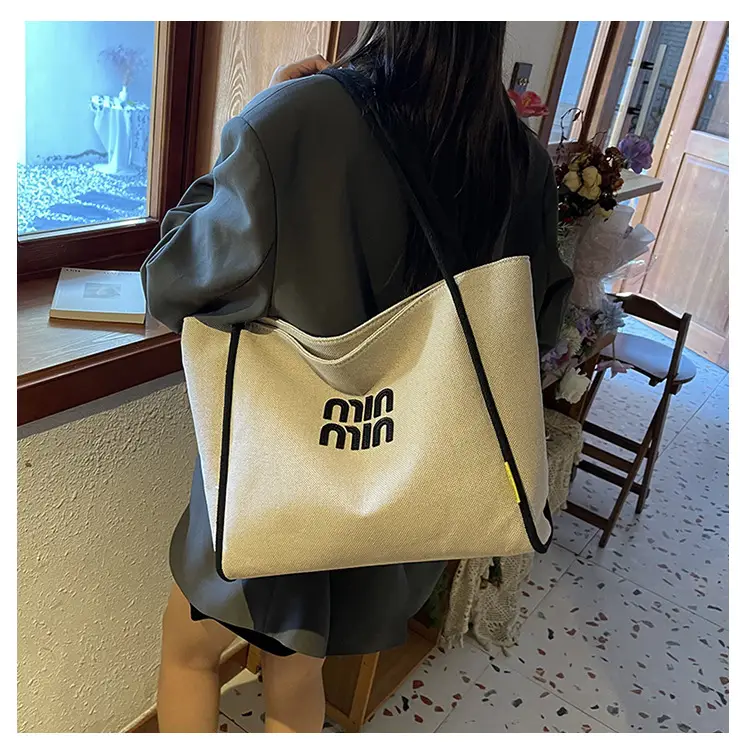 Minmin Canvas Tote Bag Large Capacity Grey — feature 29
