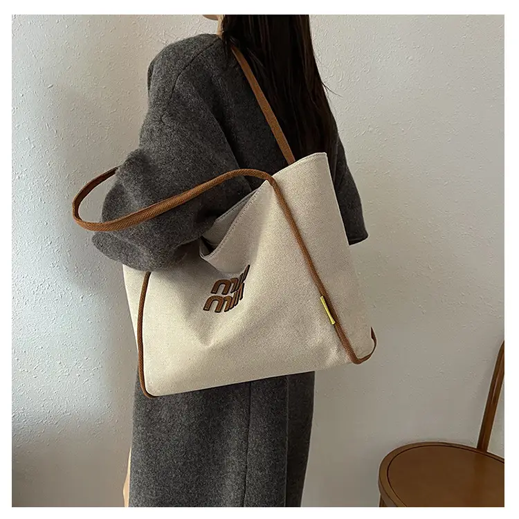 Minmin Canvas Tote Bag Large Capacity Grey — feature 30
