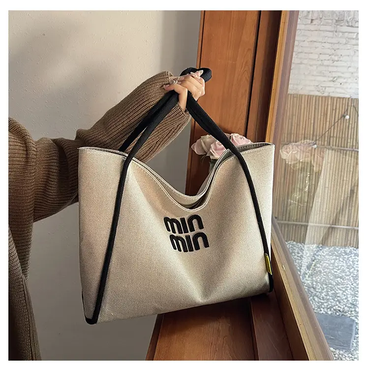 Minmin Canvas Tote Bag Large Capacity Grey — feature 35