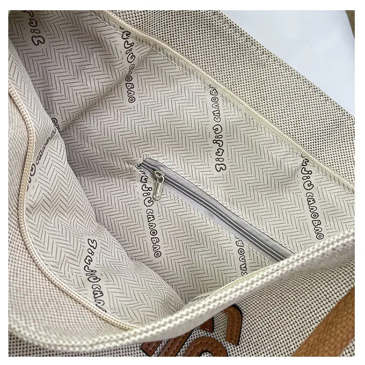 Minmin Canvas Tote Bag Large Capacity Grey — feature 7