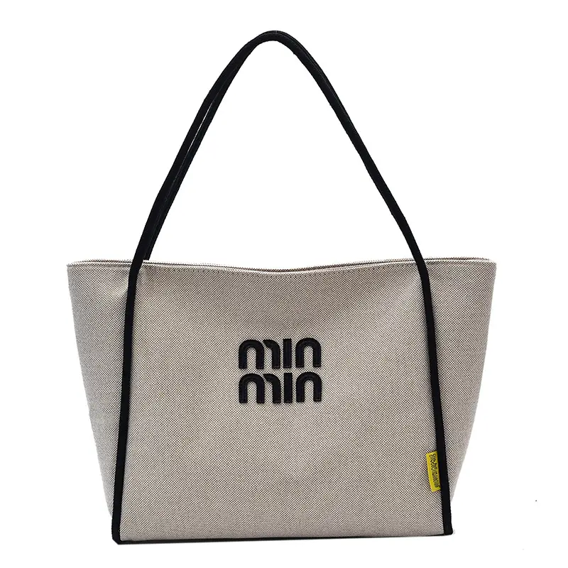 Minmin Canvas Tote Bag Large Capacity Grey - Image 2