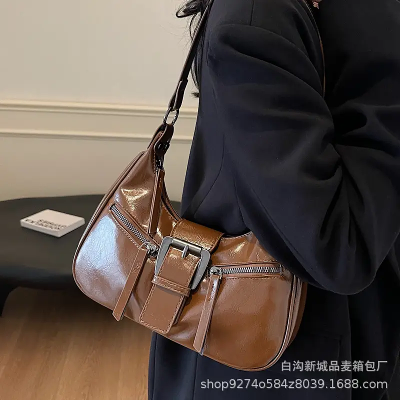 Women's Vintage Maillard Shoulder Crossbody Bag Brown Silver - Image 6