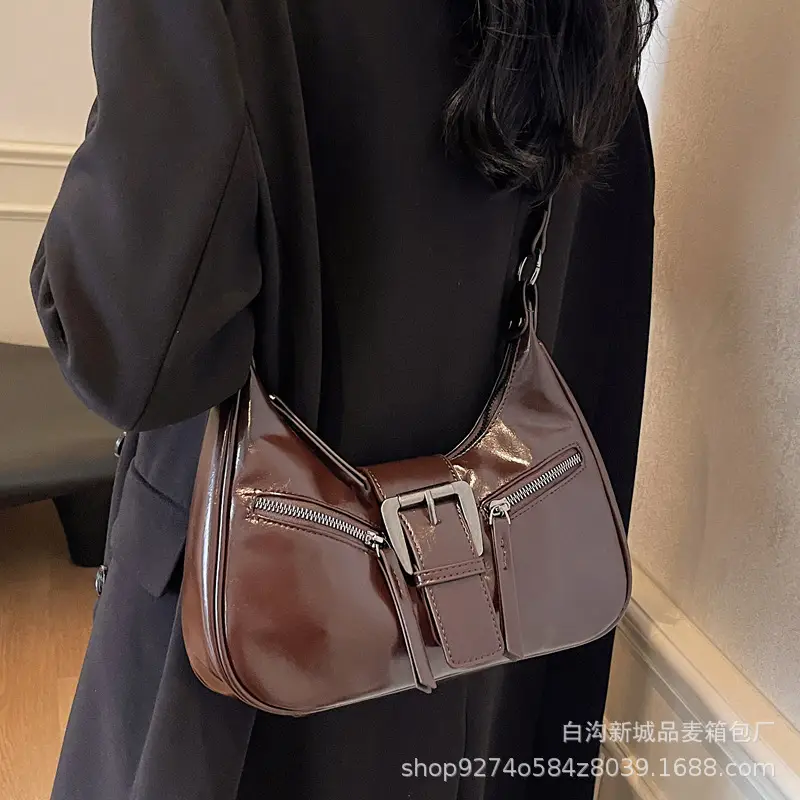 Women's Vintage Maillard Shoulder Crossbody Bag Brown Silver - Image 7