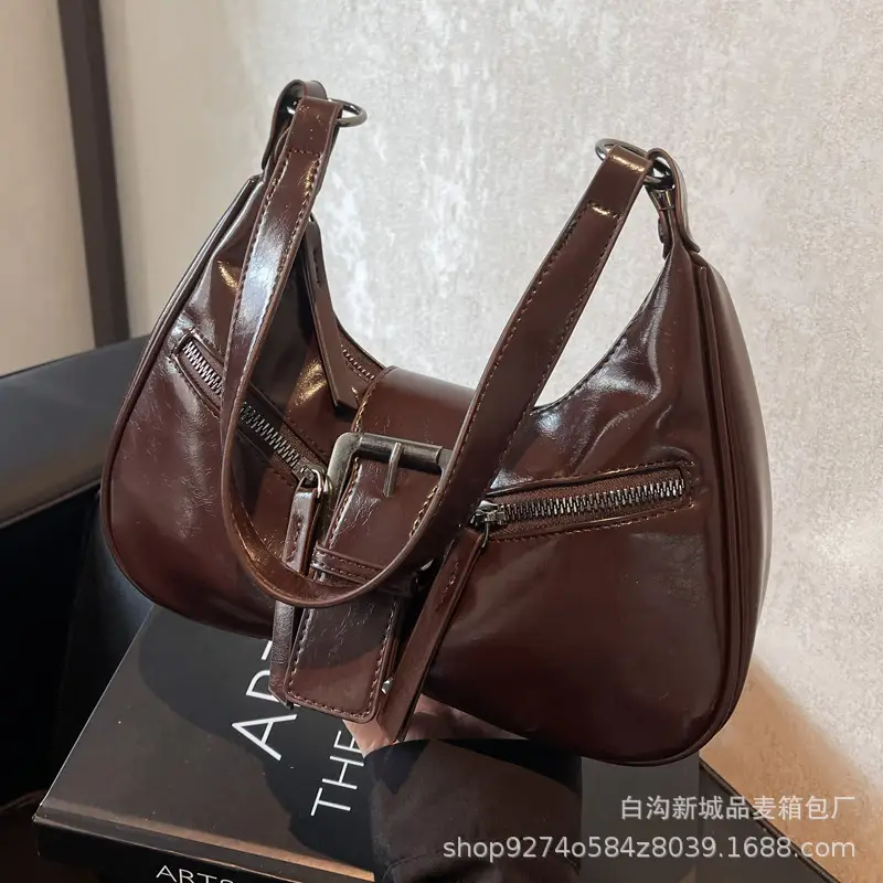 Women's Vintage Maillard Shoulder Crossbody Bag Brown Silver - Image 8
