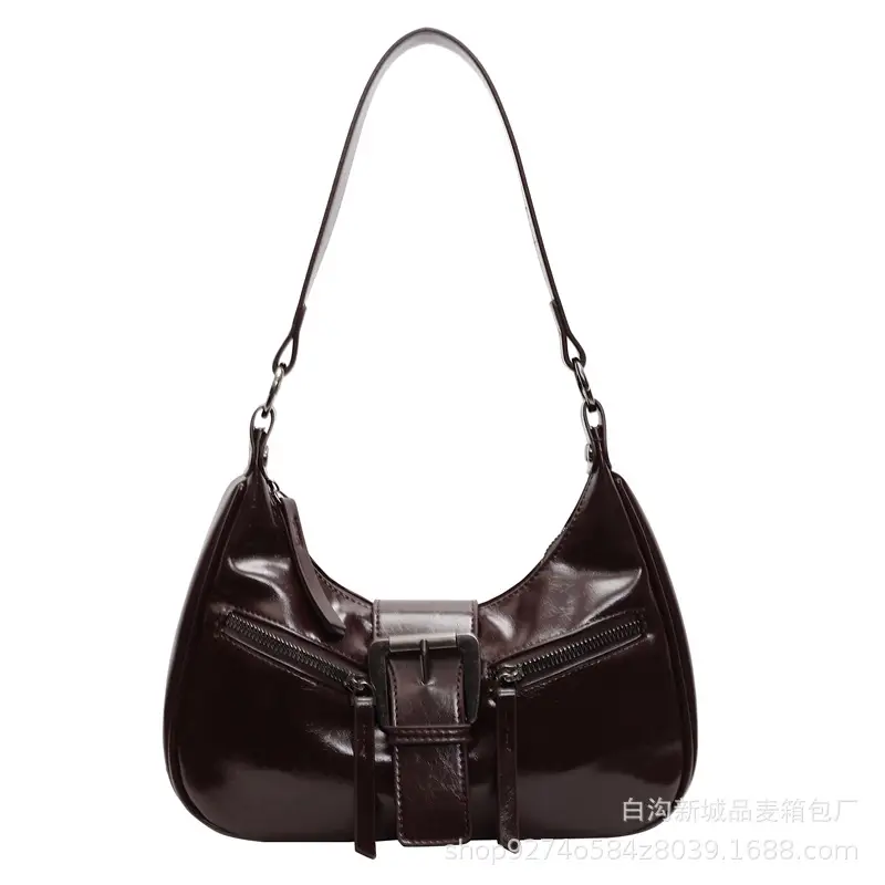 Women's Vintage Maillard Shoulder Crossbody Bag Brown Silver - Image 9