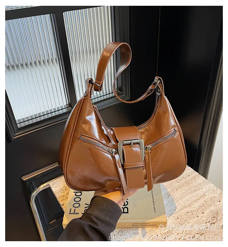 Women's Vintage Maillard Shoulder Crossbody Bag Brown Silver — feature 1