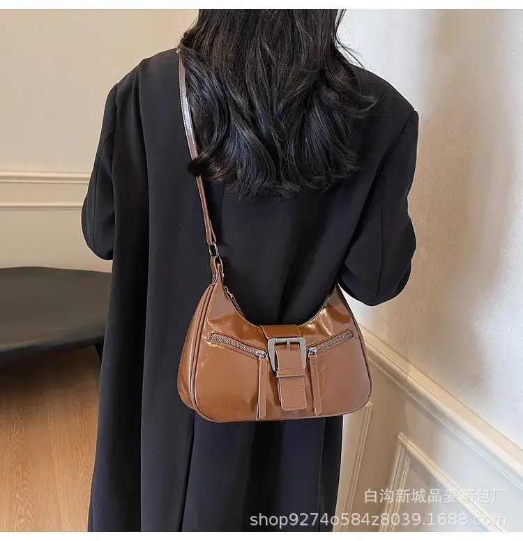 Women's Vintage Maillard Shoulder Crossbody Bag Brown Silver — feature 14