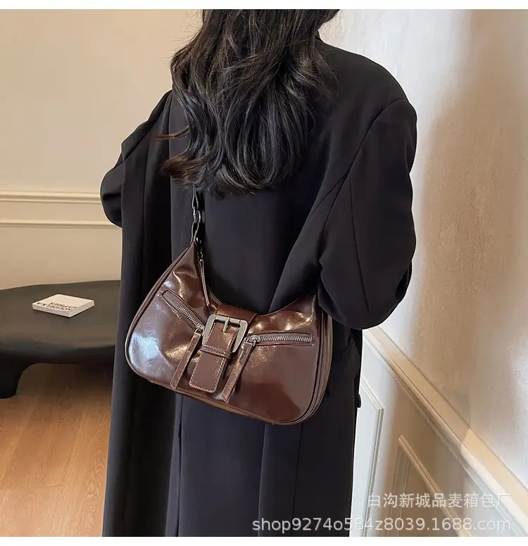 Women's Vintage Maillard Shoulder Crossbody Bag Brown Silver — feature 24
