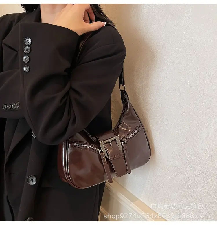 Women's Vintage Maillard Shoulder Crossbody Bag Brown Silver — feature 26