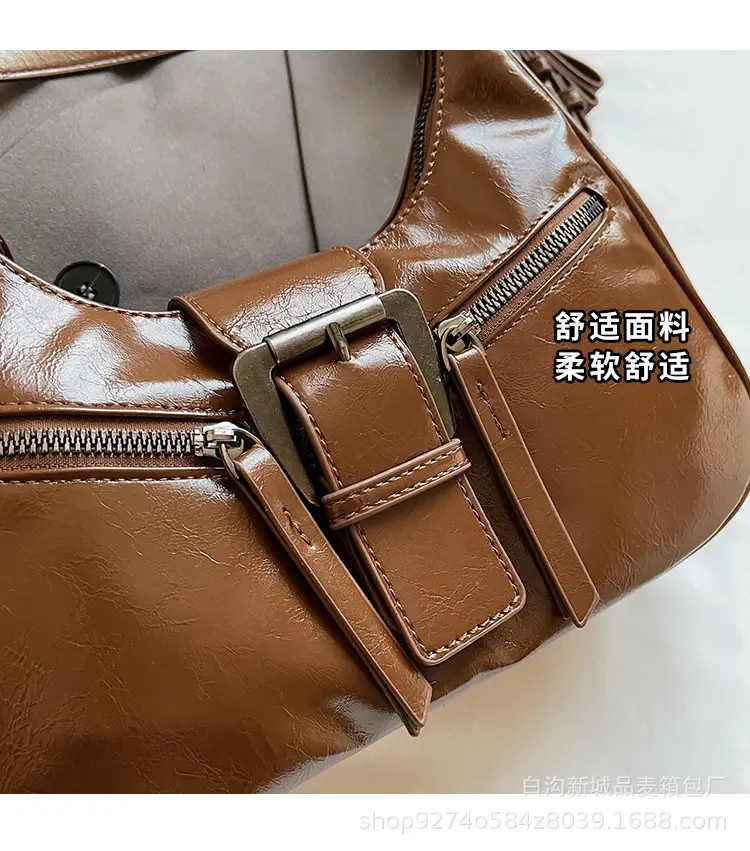 Women's Vintage Maillard Shoulder Crossbody Bag Brown Silver — feature 3