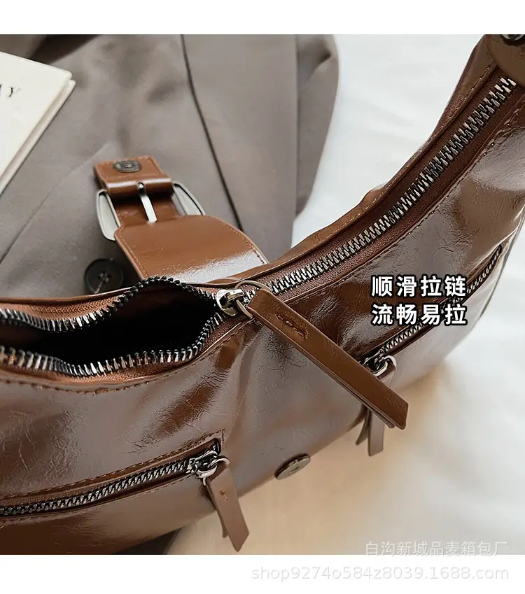 Women's Vintage Maillard Shoulder Crossbody Bag Brown Silver — feature 4