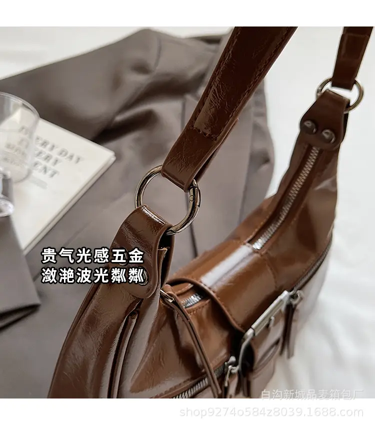 Women's Vintage Maillard Shoulder Crossbody Bag Brown Silver — feature 5