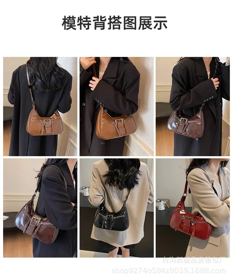 Women's Vintage Maillard Shoulder Crossbody Bag Brown Silver — feature 8