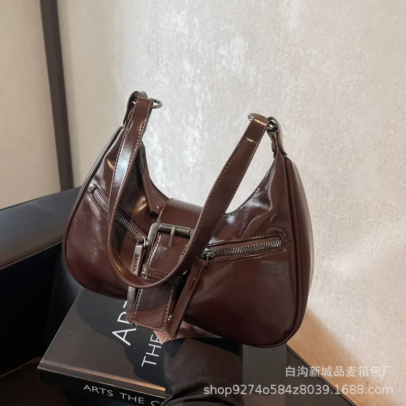 Women's Vintage Maillard Shoulder Crossbody Bag Brown Silver - Image 3